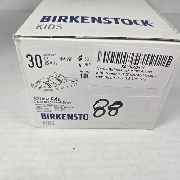 Birkenstock Arizona Cacao Happy Lamb Wool Sandals Size EU30 US C12 little kids - Picture 9 of 9